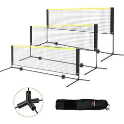 VEVOR Badmintonnetz, höhenverstellbares Volleyballnetz, 3 m breites, faltbares Pickleballnetz, tragbares, einfach aufzubauendes Tennisnetz-Set mit Stangen, Ständer und Tragetasche, für Spiele im Garte