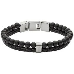 Fossil Armband JF02763040 Armband Vintage Casual Multi-Strand Bead Leder Schwarz