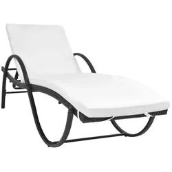 vidaXL Gartenliege, Sonnenliege mit Auflage & Tisch Poly Rattan Schwarz