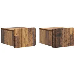 vidaXL Nachttisch 33 x 34,5 x 24 cm Nachttisch hängend 2er Set Nachtschrank Altholz 33x3 braun