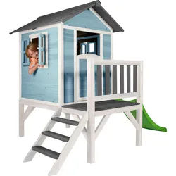 Ambia Garden Spielhaus , Blau, Grau, Weiß , Holz , Hemlocktanne , massiv , 260x190x167 cm , Fsc , Freizeit & Co, Gartenspielzeug, Spielhäuser
