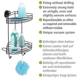 WENKO Duschregal Vacuum-Loc, 2 Etagen schwarz