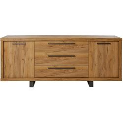 Livetastic Sideboard , Schwarz, Eichefarben , Metall , 2 Fächer , 3 Schubladen , 180x75x39.50 cm , stehend, in verschiedenen Holzdekoren erhältlich , Kleinmöbel, Kommoden, Sideboards