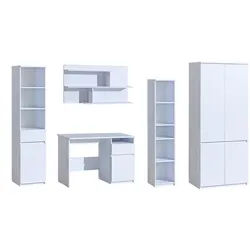 Deine Möbel 24 Jugnedzimme-Set Arco B 5-teilig in Weiß Arctic Matt , Holzwerkstoff , 280x195x52 cm , Babymöbel & Kindermöbel, Kinderzimmer & Jugendzimmer, komplette Jugendzimmer