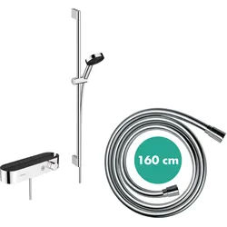 hansgrohe Pulsify Select S Brausesystem 105, 3-jet Relaxation, Set inklusive Thermostat, chrom, Brausestange 900mm, 24270000