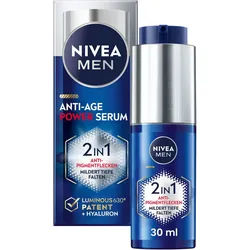 Nivea Men Gesichtsserum ANTI-AGE 2IN1 POWER SERUM, Mildert tiefe Falten, zieht schnell ein, 24h intensive Feuchtigkeit.