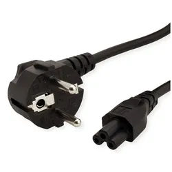 VALUE Netzkabel, 3pol. Notebook-Buchse Stromkabel, Schutzkontakt, CEE 7/7, Typ-E/F Männlich (Stecker), IEC320 C5, Notebook, „Mickymaus“, 2,5A Weiblich (Buchse) (300.0 cm) schwarz