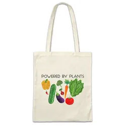 Urban Backwoods Beuteltasche Powered By Plants Stofftasche Vegetarian Vegan Speziesismus Öko Fun (1-tlg), Kraftsport Body Building Gym beige