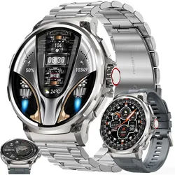 ZPIMY V69 Smartwatch (4,7 cm, android ios), Smartwatch mit 1.85 Zoll AMOLED Display und 710 mAh Akku silberfarben