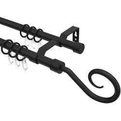 GARDINENSTANGE Olymp Allegra 360 cm (geteilt in 2 x 180 cm), 2-läufig, 16 mm Ø Schwarz