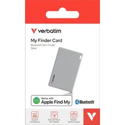 Verbatim Bluetooth-Tracker Li-Ion Polymer Akku 110mAh My FinderTracker My Finder Card MYFCR-01S für Apple iOS Find My App Retail (1er-Pack) silber