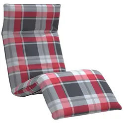 vidaXL Gartenliege Sonnenliege Klappbar Rot Karomuster 175x54x8,5 cm Oxford-Gewebe, 1 St.
