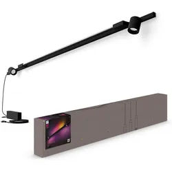 Philips Hue Wandleuchte Perifo Basis-Set White & Color Ambiance 2 Spots + Gradient Tube, Abschaltautomatik, Bluetooth, CCT - über Fernbedienung, Dimmfunktion, Einschlafhilfe, Farbsteuerung, Farbwechsel, Memory, nach Trennung vom Netz, Nachtlichtfunktion, RGB, Smart Home, Timerfunktion, Weckerfunktion, dimmbar über Fernbedienung, mehrere Helligkeitsstufen, LED fest integriert, Farbwechsler, RGB, warmweiß - kaltweiß, Steuerbar per App und Stimme, Smart Home fähig, Gradient-Farbverläufe schwarz