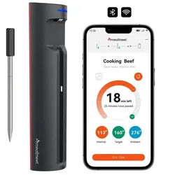 Pro smart kitchen thermometer with Bluetooth/WiFi app grill oven smoker - black