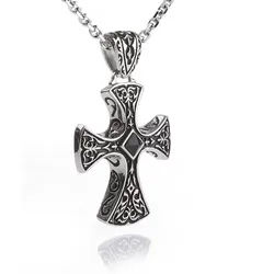 Karisma Kette mit Anhänger Karisma Edelstahl Mittelalter Anhänger Kreuz XL Mit Zikonia Schwarz, Und Edelstahl Kette - Herrenschmuck - 50.0 Zentimeter