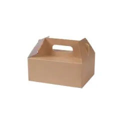Greenbox Gebäckboxen mit Griff, braun, 21 x 16 x 9 cm, Faltbare Backboxen mit praktischem Henkel für den Transport, 1 Karton = 100 Stück
