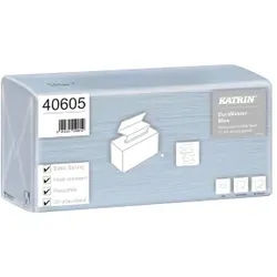 KATRIN Duramaster Falthandtuch, blau, Papierhandtuch für Öl, Schmutz und Fett, 1 Karton = 5 Packungen à 70 Tücher