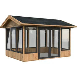 Palmako Pavillon Isabella 10,9 m2 - 90 mm - hellbraun tauchgrundiert