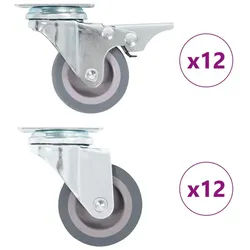 vidaXL Schwerlastrolle 24 Stk. Lenkrollen 50 mm, (24-St) grau
