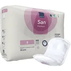 ABENA® San Premium Inkontinenzeinlagen, Größe 2, Geformte Einlage mit Abziehstreifen, 1 Karton = 8 Packungen à 30 Stück