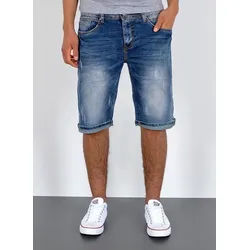 ESRA Jeansshorts Jeans Shorts Herren Jeansshorts Stretch Sommer Hose bis Übergröße Herren Jeans Shorts Herren Sommerhose Stretch Hose Herren Capri Jeans blau W42