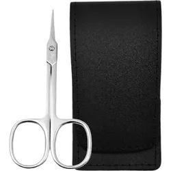 EloModa Nagelschere Solingen Turmspitze Schere mit Echt-Leder Etui – Made in Germany, (1-tlg), gebogener Schnittfläche, Leder-Etui Made in Germany schwarz