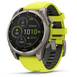 Garmin Fenix® 8 Sapphire Solar - 47 mm Multisport-Smartwatch mit QuickFit®-Silikon-Armband 22 mm - Graphit/Titan Lime - ⌀ 47mm Gehäuse