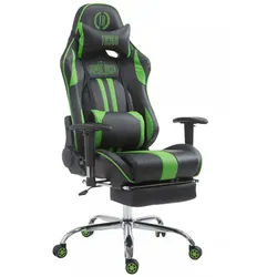 CLP Chefsessel Lederlook schwarz/grün , Grün, Schwarz , Metall , 70x125x58 cm , Büromöbel, Bürostühle, Gaming-Sessel