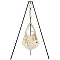 Stubenbett Federwiege Bio mit Tipi Anthrazit und Motor beige