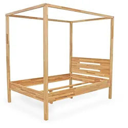 Bubema Jasmin – Himmelbett in Buche massiv, Farbton natur geölt oder weiß lasiert - 140 x 200 cm/Natur geölt, ohne Vorhänge