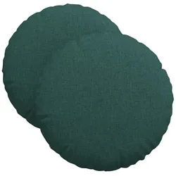 vidaXL Sitzauflage Sitzkissen 2 pcs Dunkelgrün Ø40 x 13 cm Stoff, (2 St) grün