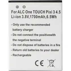 Akku passend für Alcatel One Touch Pixi 3 4.5, Li-Ion, 3,8V, 1700mAh, 6,5Wh