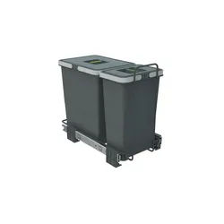 SO-TECH® Mülleimer Abfallsammler Ecofil 18+8L mit Deckel, Vollauszug Bodenmontage für Korpus ab 30cm grau