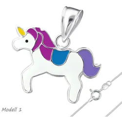 Order & Smile Schmuck Kette mit Anhänger Einhorn Kette Mädchen: Anhänger Halskette Silber 925 (Set, inkl. Kette), gestempelt silberfarben