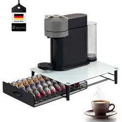 eluno Glas-Kapselhalter, für Nespresso, weiß , Weiß , Metall , 33.5x9x41 cm , Küchen, Küchenmöbel