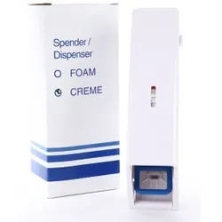 Seifen-Creme-Spender Jet 500, Weiß mit Schloss für 500 ml - Flaschen, mit blauem Hebel, Material: Kunststoff
