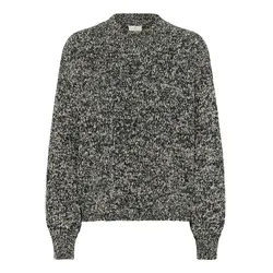 Strickpullover KAFFE "Strickpullover KAesme", Damen, Gr. XXL, schwarz chalk knit, Obermaterial: 70% Baumwolle CO. 18% Polyacryl PAN. 12% Polyester PES., Pullover Strickpullover