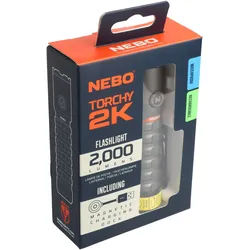 NEBO LED Taschenlampe TORCHY 2K mit bis zu 2000lm und 200m Leuchtweite integrierter 18650 Akku Li-ion 3,7V 2200mAh