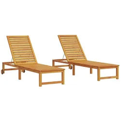 vidaXL Gartenliege Sonnenliege 2 pcs Braun 202 x 53 x 89 cm Massivholz, 2 St.