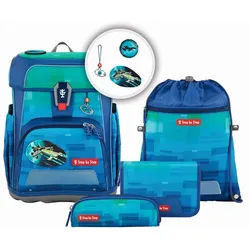 Step by Step Schulranzen Step by Step CLOUD OCEAN Space Craft Spike, Schulranzen-Set 5-teilig blau|grau