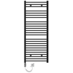 Elektrischer Badheizkörper mit Heizstab 900W 600x1500 mm Anthrazit gebogen Seitenanschluss & Thermostat Digitalanzeige LuxeBath