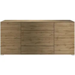 Vladon Sideboard Rova Eiche Evoke , Eiche San Remo , Holzwerkstoff , 166.5x75.5x35 cm , Kleinmöbel, Kommoden, Sideboards