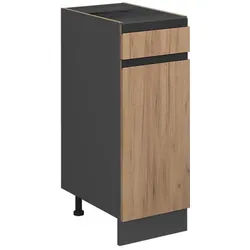 Vicco Küchenunterschrank R-Line Goldkraft Eiche 30 cm J-Shape, ohne Ap , Honigeiche, Anthrazit , Holzwerkstoff , 1 Schubladen , Rechteckig , 30x81.6x46 cm , Küchen, Küchenmöbel, Küchenschränke, Küchenunterschränke
