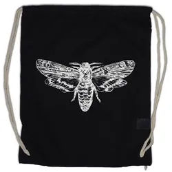 Urban Backwoods Turnbeutel Moth Turnbeutel Motte Death Skelett Skeleton Black White Mothman (1-tlg), Gothic Horror Insekt Insekten schwarz