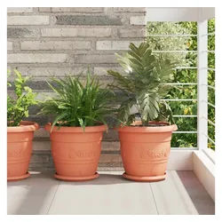 vidaXL Blumentopfuntersetzer, Runde Blumenplatte 24 pcs Ziegelrot Ø 14 x 2 cm Kunststoff rot