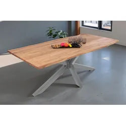 SAM® Baumkantentisch Nimero, Akazienholz, Baumkante, Metallgestell Spider-Form, bis 3 Meter beige 160 cm x 77 cm x 85 cm
