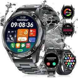 BENYAR SML3-Z Smartwatch (3,6 cm, android ios), Smartwatch mit AMOLED Display Telefonfunktion Militärdesign IP68 grau