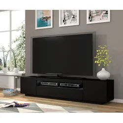 Raumhirsch Furniture Lowboard TV Schrank, RTV Möbel, Wohnmöbel (Maße 200 x 37 x 42/36 (H) cm, mit LED-Beleuchtung), Hängend oder stehend, Viel Stauraum schwarz 200 cm x 42 cm x 37 cm