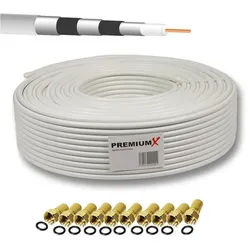PremiumX 25m BASIC PRO Koaxialkabel 135dB 5-fach SAT Koax Kabel 10x F-Stecker SAT-Kabel