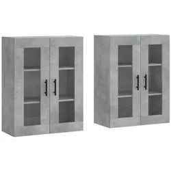 vidaXL Sideboard Wandschränke 2 Stk. Betongrau Holzwerkstoff (2 St) grau